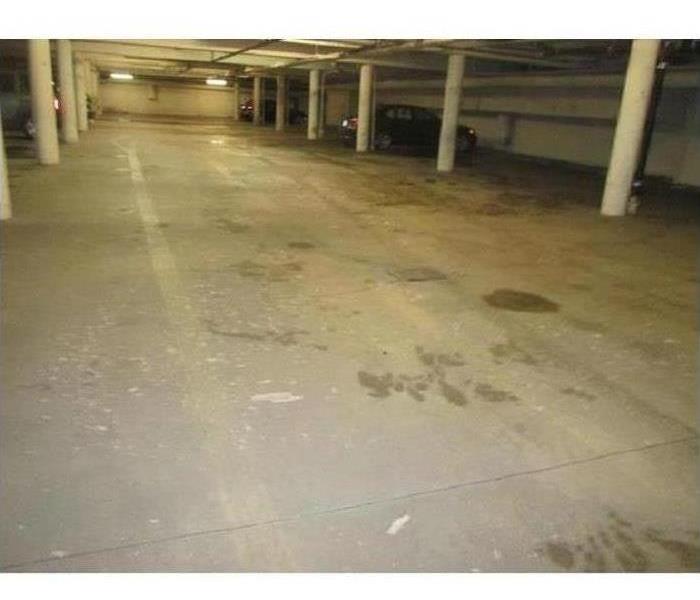 sewage damage in parking structure